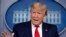 President Donald Trump speaks about the coronavirus in the James Brady Press Briefing Room of the White House, April 9, 2020, in Washington. 