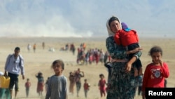 为远离伊斯兰国组织的暴力，被迫弃家出逃的雅兹迪少数族裔 (2014年8月11日)