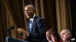 2015年2月4日，奥巴马总统在华盛顿举行的国家早餐祈祷会上讲话