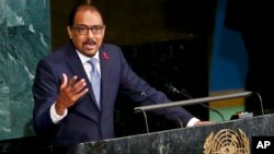 Le Directeur d'ONUSIDA, Michel Sidibé, lors d'une réunion sur le sida à l'Assemblée générale des Nations Unies , le 8 juin 2016.