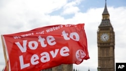 گروهی از موافقان جدایی بریتانیا از اتحادیه اروپا در لندن. 