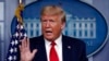 President Donald Trump speaks about the coronavirus in the James Brady Press Briefing Room of the White House, April 8, 2020, in Washington. 