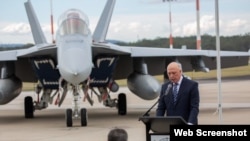 资料照片：澳大利亚国防部长达顿2021年7月14日在美澳护身军刀2021联合军演开幕式上讲话。（照片来自澳大利亚国防部推特）