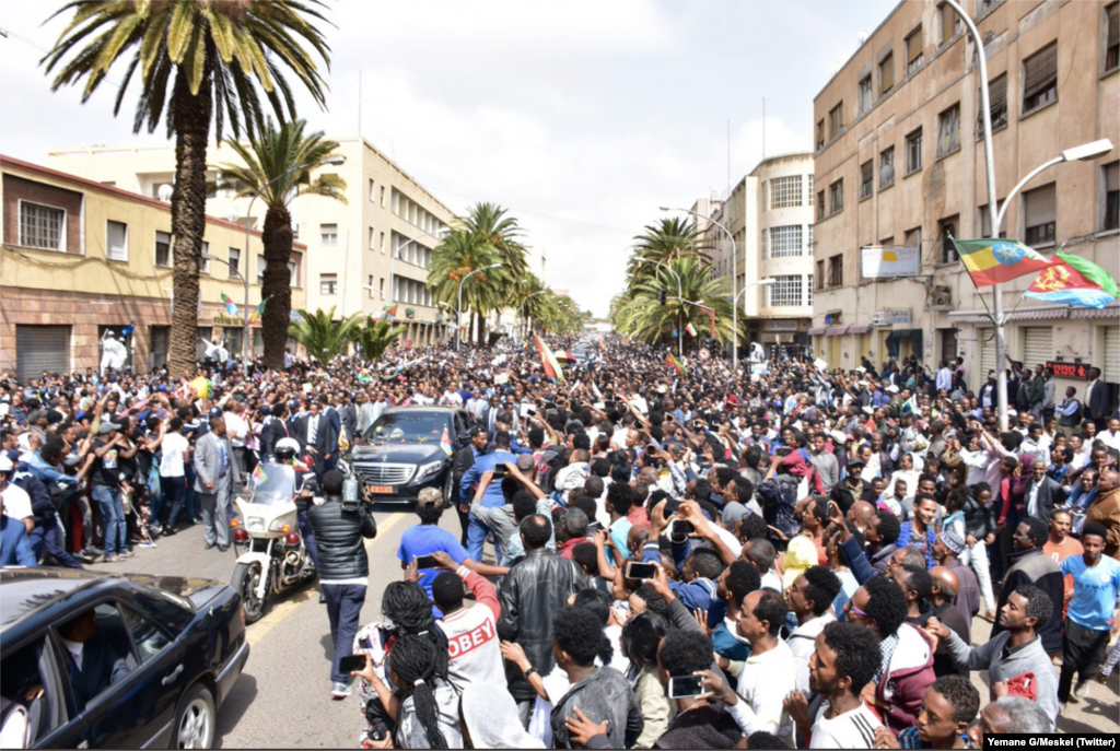 ስነ-ስርዓት ምቕባል ቀ/ሚ ኢትዮጵያ ዶ/ር ኣብይ ኣሕመድን ጉጅለኡን