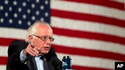 버니 샌더스 후보가 9일 뉴욕 주에서 유세를 펼치는 모습. 