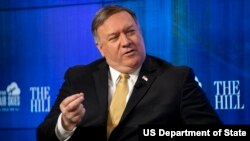 마이크 폼페오 미국 국무장관이 29일 워싱턴의 의회 전문지 '더 힐'이 주최한 대담에서 북한 문제 등에 관해 언급했다.