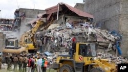 L'immeuble s'est effondré le 13 juin 2017, à Nairobi, au Kenya. 