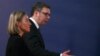 Predsednik Srbije Aleksandar Vučić sa visokom predstavnicom EU za spoljnu politiku i bezbednost, Federikom Mogerini, u Beogradu, 19. aprila 2018. 