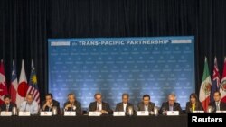 지난해 7월 하와이 마우이에서 환태평양경제동반자협정 TPP 참여국 장관들이 진행상황을 논의하기 위해 기자회견을 열었다.