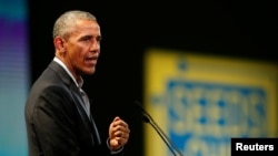 L'ancien président des États-Unis Barack Obama au sommet de Milan, en Italie, le 9 mai 2017.