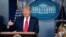 President Donald Trump speaks during a news briefing at the White House, in Washington, July 2, 2020.