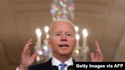 رئیس جمهوری آمریکا در جریان سخنرانی روز سه‌شنبه در کاخ سفید