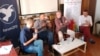 Panel "Nove generacije u susret nasleđenim problemima": Stefan Surlić (desno), FPN Beograd, Drago Pilsel (sredina), novinar iz Hrvatske i Srđan Šujica, kulturolog iz Banjaluke, u beogradskom Centru za kulturnu dekontaminaciju, 15. septembra 2018.
