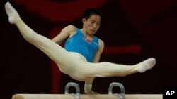 2006년 카타르 도하 아시아 경기대회에 출전해 도마 경기를 펼치는 북한 선수. (자료사진)