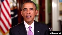 奥巴马总统发表每周例行讲话。（视频截图）
