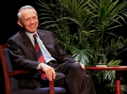 FILE - Retired Supreme Court Justice David Souter smiles during a lecture series titled, "Constitutionally Speaking," September 14, 2012, in Concord, New Hampshire.
