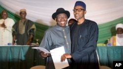 Goodluck Jonathan da Muhammadu Buhari, Maris 26, 2015.