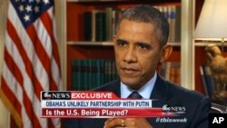 15일, 미국 ABC 방송에 출연한 오바마 대통령.