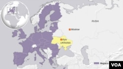 Peta wilayah Rusia, Ukraina dan Uni Eropa.