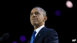 Presiden Barack Obama di McCormick Place, Chicago (7/11). Pejabat Burma mengatakan bahwa negaranya tengah mempersiapkan keamanan untuk menyambut kunjungan Presiden Obama pertengahan bulan ini.