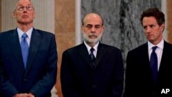 Henry Paulson, Ben Bernanke and Timothy Geithner