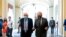 Sen. Bernie Sanders, I-Vt., left, and Senate Majority Leader Chuck Schumer of N.Y., right, speak to members of the media as they walk out of a budget resolution meeting at the Capitol in Washington, Aug. 9, 2021. 