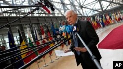 جوزپ بورل مسئول سیاست خارجی اتحادیه اروپا در مقر این اتحادیه در بروکسل، پایتخت بلژیک - آرشیو