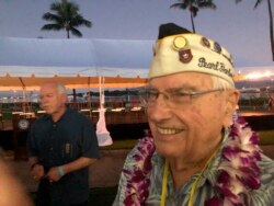 Herb Elfring, 97, of Jackson, Mich., attends the ceremony at Pearl Harbor, Hawaii, on Dec. 7, 2019. Elfring survived the attack on Pearl Harbor as a soldier in the California National Guard’s 251st Coast Artillery.