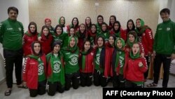 تیم ملی فوتبال بانوان افغانستان در هند که جهت شرکت در رقابت های جنوب آسیا گرد هم آمده اند