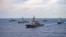 美国海军图片显示日本与澳大利亚、加拿大、德国和美国军舰在2021年度演习期间列队行进。(2021年11月21日)