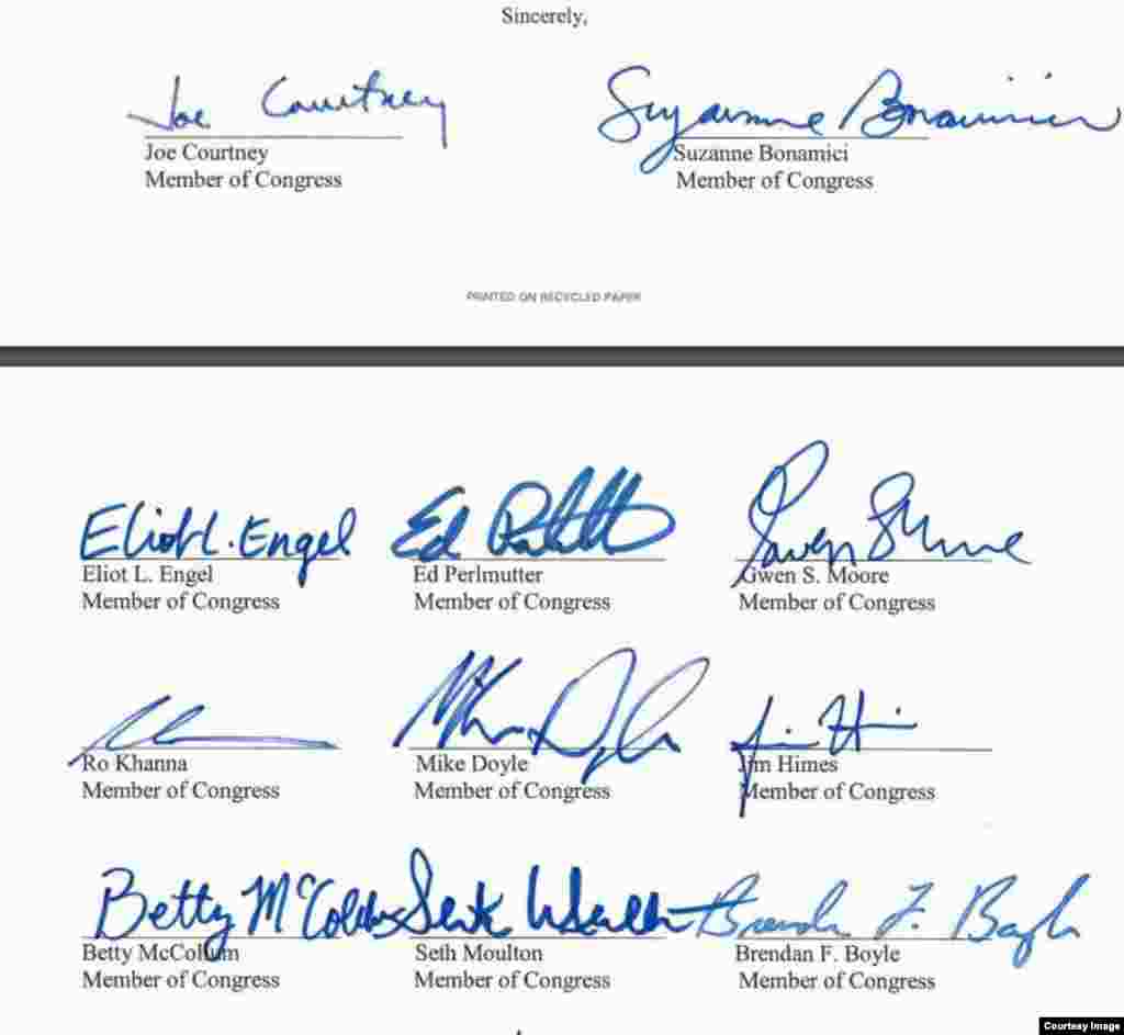 congress man and women letter to Tillerson