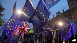 Des manifestants pro-Union européenne devant le parlement britannique à Londres, le lundi 9 septembre 2019.