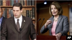 来自俄亥俄州的国会众议员蒂姆·瑞安（左）与来自加州的南茜·佩洛西竞争众议院少数党领袖职位。