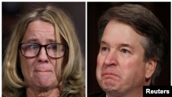 پروفیسره کرستین بلازي فورد او د ا مریکا د سترې محکمی نوماند بریټ کاونا د سنا په قضائیه کمېټه کې گواهي ورکوي؛ دکانگرس مانۍ، واشنگټن ډي سي؛ پنجشنبه، د سپمتبر ٢٧ مه ٢٠١٨ کال.