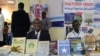 Participants are seen behind a display at the Mogadishu Book Fair in Mogadishu, Somalia. (Courtesy - Mogadishu Book Fair)