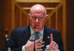 FILE - Colonial Pipeline CEO Joseph Blount testifies during a Senate Homeland Security and Government Affairs Committee hearing on Capitol Hill, in Washington, June 8, 2021.