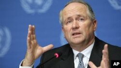 Heiner Flassbeck, UNCTAD Director of the Division on Globalization and Development Strategies, speaks during a press conference about the Report on the Global Economic Crisis at the United Nations in Geneva, Switzerland, March 18, 2009.