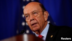 FILE - U.S. Commerce Secretary Wilbur Ross holds a news conference at the Department of Commerce in Washington, D.C., March 10, 2017.