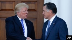 یکی از دیدارهای رامنی و ترامپ پیش از آغاز به کار رئیس جمهوری آمریکا