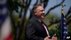 Secretary of State Mike Pompeo speaks at the Richard Nixon Presidential Library, Thursday, July 23, 2020, in Yorba Linda, Calif. (AP Photo/Ashley Landis, Pool)