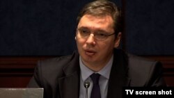 Potpredsednik Vlade Srbije Aleksandar Vučić govori na skupu na Kapitol hilu