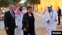 国际货币基金组织总裁格奥尔基耶娃2月22日在沙特首都利雅得出席20国集团财政部长和央行行长会议的欢迎晚宴。