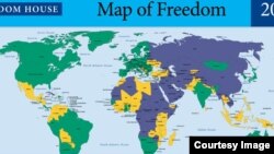 Freedom House world map in 2014