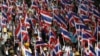 Protesters against the government-backed amnesty bill hold Thai national flags as they march in central Bangkok November 14, 2013.