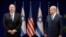 U.S. Secretary of State Mike Pompeo, left, and Israeli Prime Minister Benjamin Netanyahu stand during statements to the press during a meeting at the Prime Minister's residence in Jerusalem, Oct. 18, 2019. 