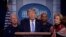 President Donald Trump speaks during a briefing about the coronavirus in the James Brady Press Briefing Room of the White House, March 15, 2020, in Washington.