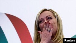 意大利兄弟党领导人梅洛尼将成为意大利首位女总理。（路透社2022年9月25日）
