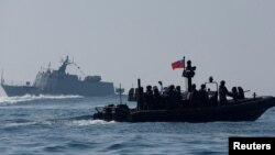 资料照：台湾海军在高雄海军基地举行军演。（2024年1月31日）