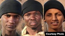 Les trois photos des jihadistes publiées sur le compte Twitter du groupe. Photo d'archives (Aqmi/ Source Compte Twitter Aqmi)