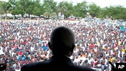 Presidential opposition candidate Winston Tubman speaks to supporters at a rally in Monrovia, Liberia, October 16, 2011.
